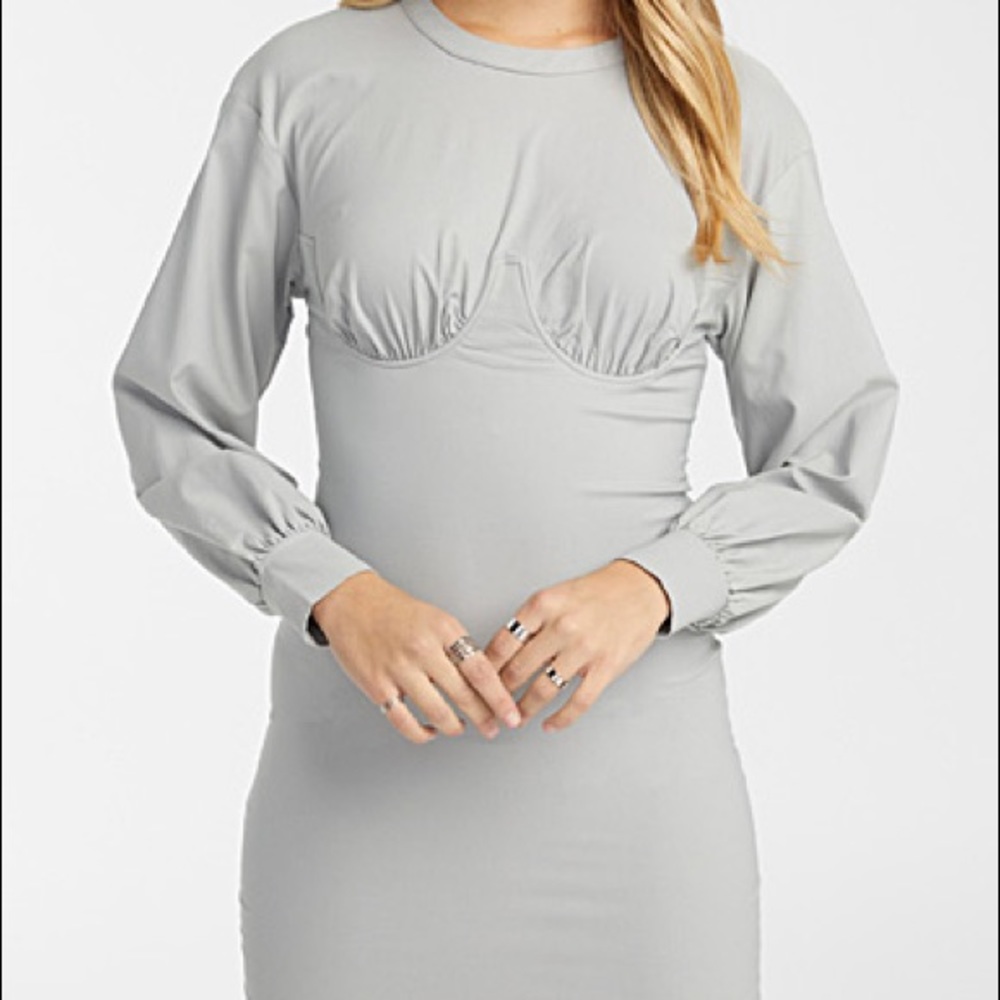 BLUE BLUSH Puff Sleeve Stretch Bustier Dress